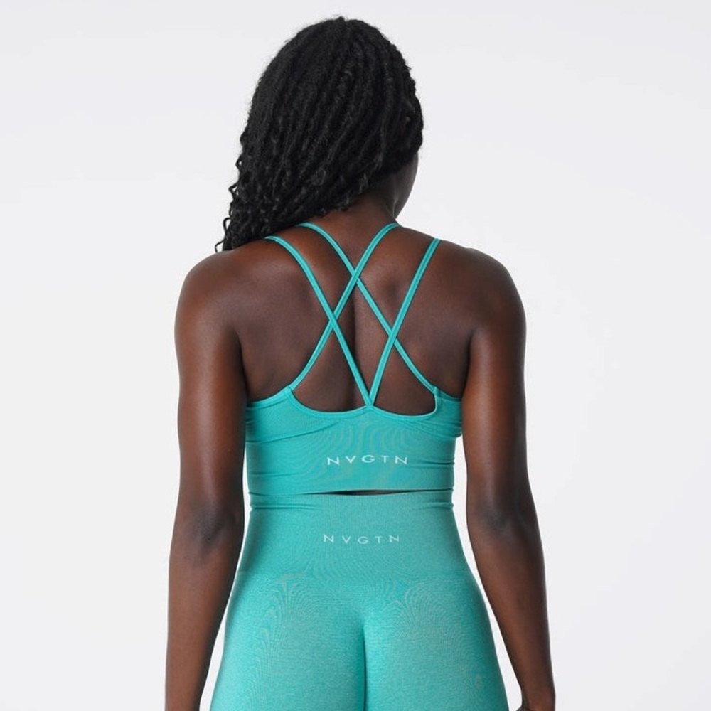 NVGTN Turquoise Flourish Sports Bra: XS